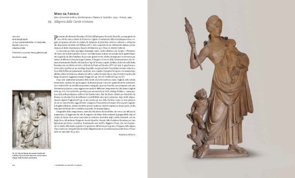 Intricately carved sculpture of bearded man with flowing hair looking to his left, Il Corpo e l’Anima in dark blue font in lower left corner.