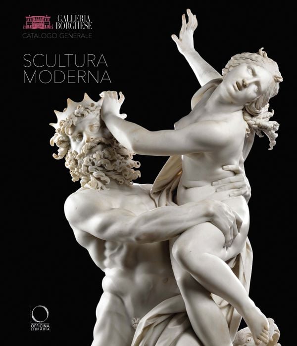 Book cover of Galleria Borghese. General Catalogue, with a sculpture by Gian Lorenzo Bernini titled 'The Rape of Proserpina'. Published by Officina Libraria.