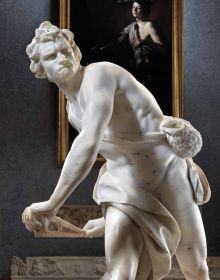 The Rape of Proserpina, sculpture by Gian Lorenzo Bernini, black cover, GALLERIA BORGHESE, SCULTURA MODERNA, in white font above.