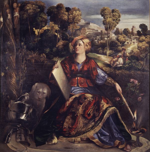 Book cover of Galleria Borghese. Catalogo generale: II.1 Dipinti del Quattrocento e Cinquecento, featuring a painting titled 'Sacred and Profane Love', by Titian. Published by Officina Libraria.