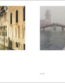 City square with buildings under night sky, blue cover, Luigi Ghirri Thought Landscapes in blue and white font above