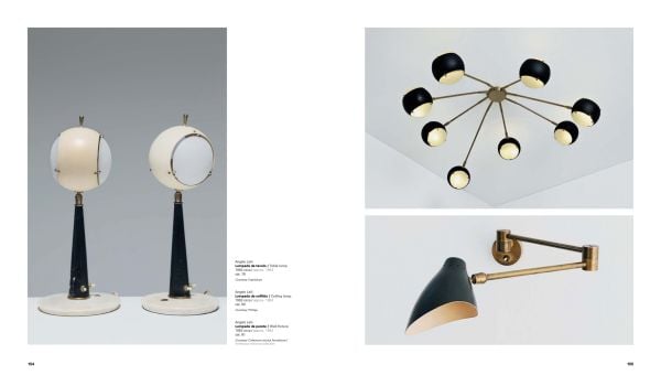 Book cover of Arredoluce: Selected Works 1943-1987; featuring a standing industrial lamp with three stems with lamps on the end. Published by Silvana.