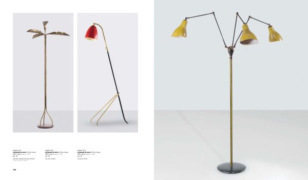 Book cover of Arredoluce: Selected Works 1943-1987; featuring a standing industrial lamp with three stems with lamps on the end. Published by Silvana.