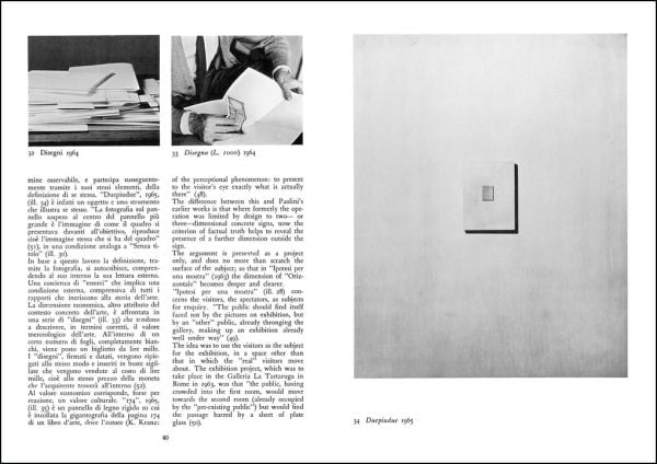 Giulio Paolini in red font on white and grey cover with black lines by Silvana Editoriale.