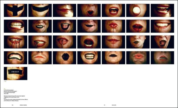 Aerial shot of organic stone like material, on olive green cover, Anna Maria Maiolino in black font above.