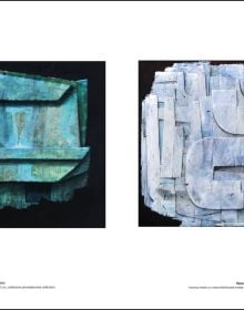 Green-grey Indian ink painting, LUIGI PERICLE BEYOND THE VISIBLE in white font above.