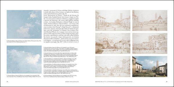 The Piazza San Martino, Lucca landscape painting by Bernardo Bellotto, BERNARDO BELLOTTO 1740 in red font above.