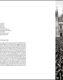 Urban landscape with road, train track, high rise buildings and machine cranes, FRANCESCO RADINO fotographie/photographs 1968-2018 in green font above.
