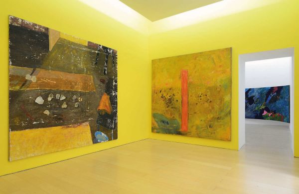 Mangiafuoco, 1979 by Pier Paolo Calzolari, man breathing fire into red canvas, Pier Paolo Calzolari Painting as a Butterfly in white font above.