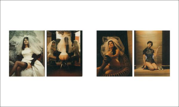 Oval mirror to centre of black vinyl cover, Mollino/Insides in white font to top right.