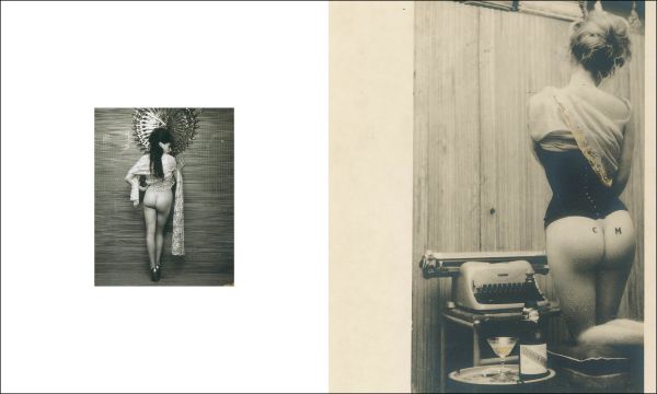 Oval mirror to centre of black vinyl cover, Mollino/Insides in white font to top right.