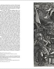 Ugo da Carpi's 1604 Saturn woodcut print in black with Renaissance Impressions in white font above