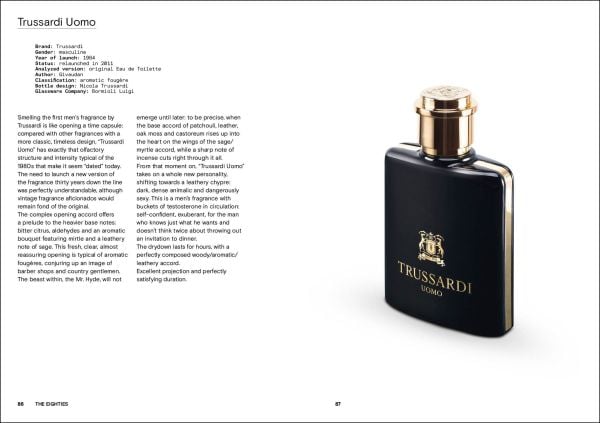 Collection of perfume bottles, on white cover, The Handbook of Great Italian Perfumery in black font above.