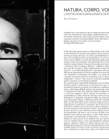 Blurred, grainy black and white photo of 2 faces touching, with eyes closed and Paolo Gioli in yellow font above