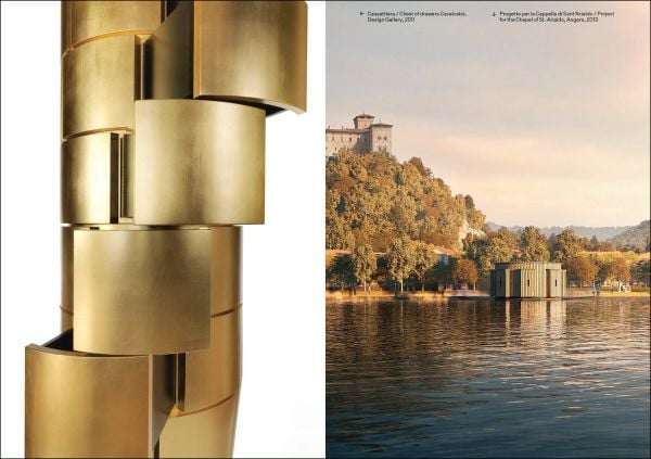 Connettoma in bronze capital letters spaced out, on black cover, Synapsis of Humanistic Architecture in small white font