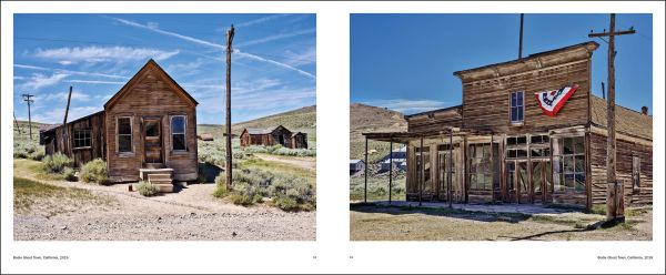 Book cover of Luca Campigotto American Elegy, featuring a blue juggernaut parked between brick buildings on American street. Published by Silvana.