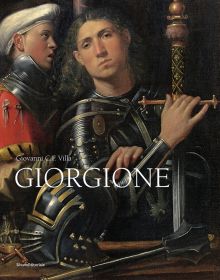 Book cover of Giorgione, featuring a painting titled 'Portrait of Warrior with his Equerry'. Published by Silvana.
