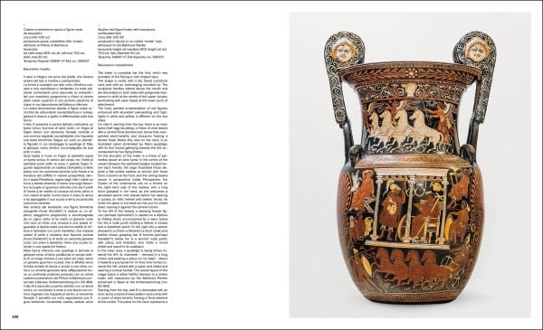 Book cover of Campigli and the Etruscans: A Pagan Happiness; featuring an exhibition interior with carved sculpture sliced in two with painting of figure in black skirt on wall behind. Published by Silvana.