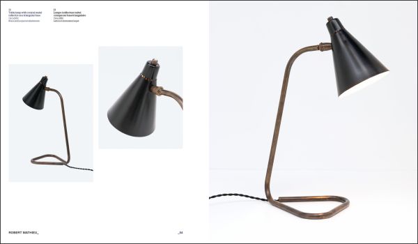 Book cover of Robert Mathieu, featuring a modern light with two lamps fixed to white wall. Published by Silvana.