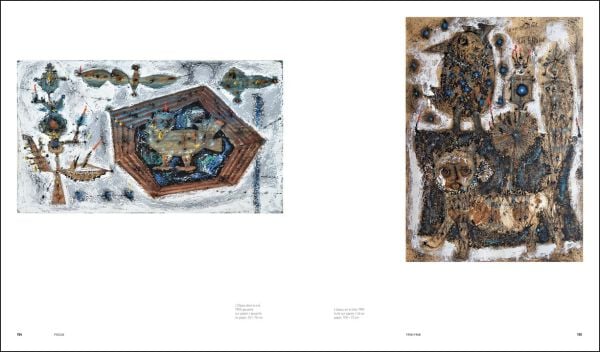 Book cover of Théo Tobiasse: 50 Years of Painting. Catalogue Raisonné, featuring a colourful painting of figures above buildings. Published by Silvana.