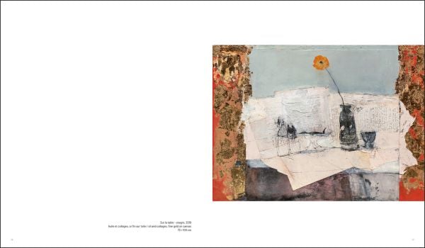 Book cover of Nicole Bottet, featuring a painting of a red table cloth, with a vase of white flowers, and brown leaves. Published by Silvana.