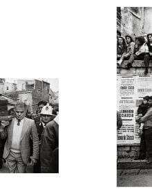 Book cover of Tony Gentile: Sicily 1992. Light and Memory, with a contact sheet of Giovanni Falcone and Paolo Borsellino, one shot circled in red. Published by Silvana.