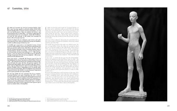 Book cover of Germaine Richier: Life and Work. Catalogue Raisonné – Vol. I, 1916-1946, with a head sculpture with blue lines on face. Published by Silvana.