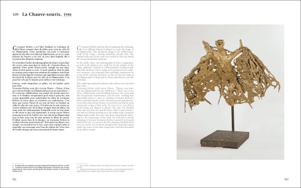 Book cover of Germaine Richier: Life and Work. Catalogue Raisonné – Vol. I, 1916-1946, with a head sculpture with blue lines on face. Published by Silvana.