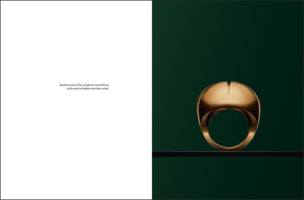 Book cover of Walid Akkad, Bestiaire, with close-up of gold elk ring, bearing four antlers. Published by Silvana.