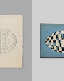 Book cover of Enzo Mari, with a page featuring a numbered grid. Published by Silvana.