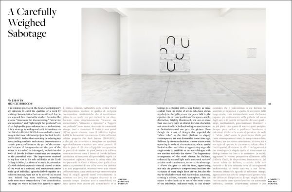 Book cover of Davide Balliano, with a sculptural painting of white geometric wavy lines. Published by Silvana.