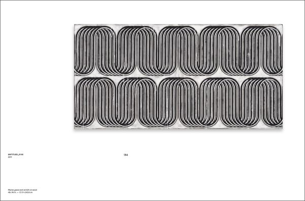 Book cover of Davide Balliano, with a sculptural painting of white geometric wavy lines. Published by Silvana.