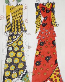 Book cover of Mr & Mrs Clark, featuring fashion model dressed in bright yellow and green 60s flared jumpsuit, with biplane crashing behind. Published by Silvana.