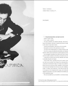 Book cover of Paolo Scheggi, with the Italian artist wearing a suit, standing in a studio surrounded by his elliptical holed canvases. Published by Silvana.