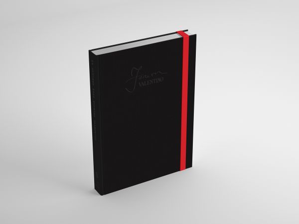 Book cover of Forever Valentino, with red book mark to outside edge. Published by Silvana.