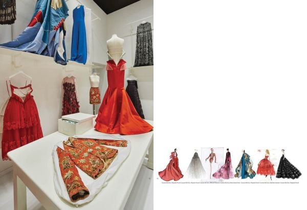 Book cover of Forever Valentino, with red book mark to outside edge. Published by Silvana.