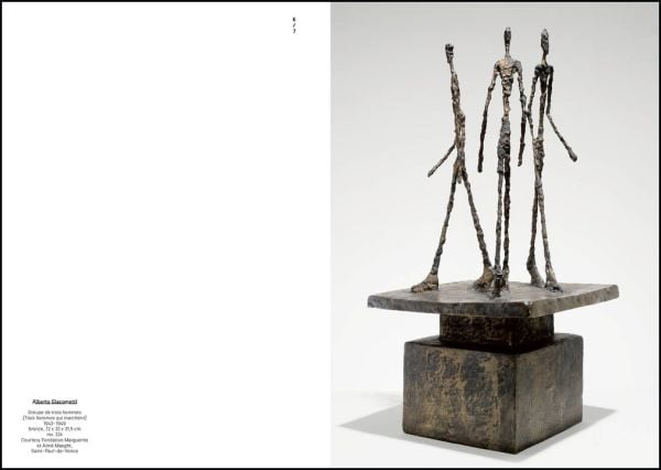 Book cover of Giacometti | Fontana: The Research for the Absolute, with an exhibition room of sculptures. Published by Silvana.