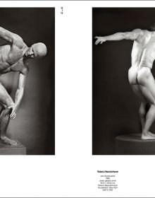 Book cover of Mapplethorpe/Von Gloeden: Beauty and Desire, featuring two black and white portrait photographs, framed on exhibition wall. Published by Silvana.
