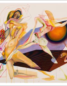 Book cover of Christina Quarles, Collapsed Time, with a painting of naked female body surrounded by coloured abstract shapes. Published by Silvana.