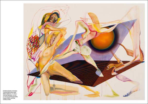 Book cover of Christina Quarles, Collapsed Time, with a painting of naked female body surrounded by coloured abstract shapes. Published by Silvana.