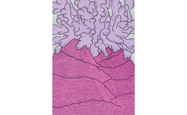 Book cover of Eva Fàbregas, Devouring Lover, with large bulbous sculptures covered in a thin pink material. Published by ORO Editions.