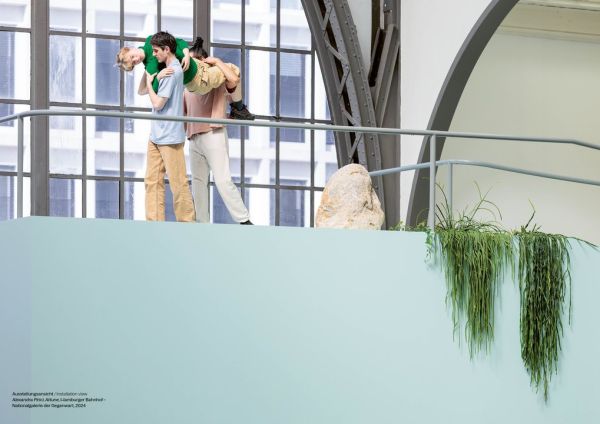 Book cover of Alexandra Pirici: Attune, with museum interior hall. Published by Silvana.