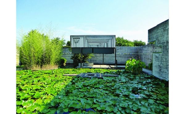 Book cover of Carlo Scarpa: The Message of the Structure, with a wall painting. Published by Silvana.