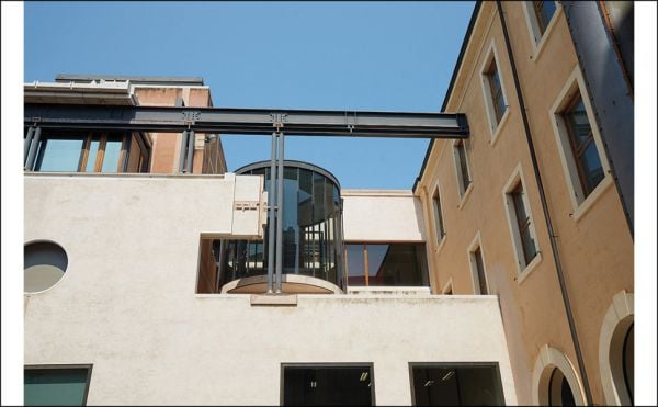 Book cover of Carlo Scarpa: The Message of the Structure, with a wall painting. Published by Silvana.