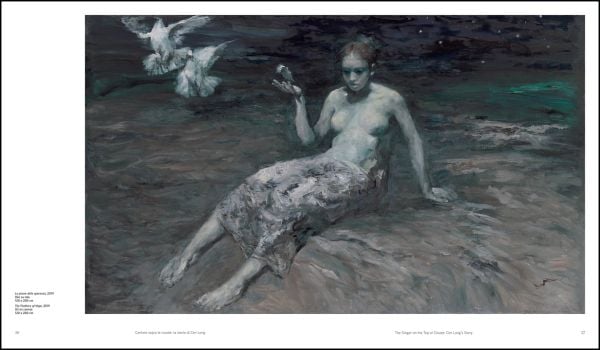 Book cover of Cen Long: Vita e poetica | Life and Art, with a painting of two sailors battling to hold a ship's sail. Published by Silvana.