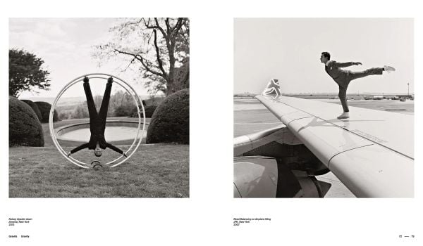 Book cover of Rodney Smith: Photography Between Real and Surreal; featuring five figures holding umbrellas, looking out across the water at New York skyline, with their backs to the viewer. Published by Silvana.