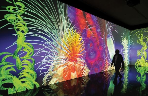 Book cover of Flowers: From the Renaissance To Artificial Intelligence, with a bouquet of flowers, butterflies and a hand. Published by Silvana.