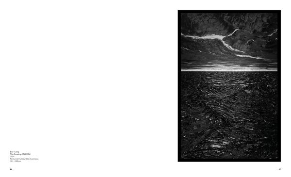 Book cover of Bao Vuong: Derrière les vagues; featuring a dark seascape. Published by Silvana.