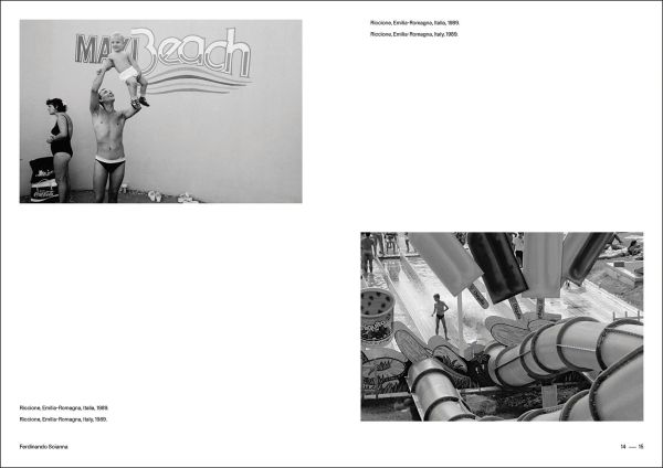 Book cover of On the Beach: From Ferdinando Scianna to Martin Parr. Magnum Photographers and the Beaches featuring a row of beach huts on the sea shore. Published by Silvana.