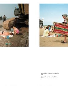 Book cover of On the Beach: From Ferdinando Scianna to Martin Parr. Magnum Photographers and the Beaches featuring a row of beach huts on the sea shore. Published by Silvana.